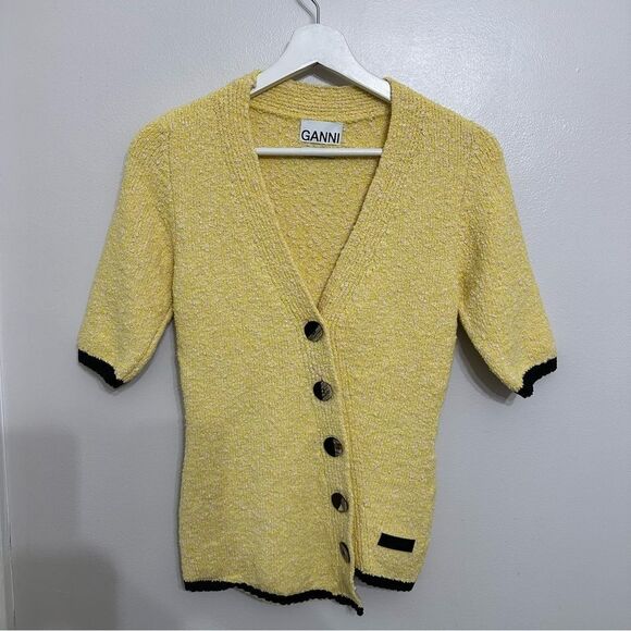 GANNI Asymmetric Organic Cotton-blend Bouclé Sweater - Picture 4 of 8